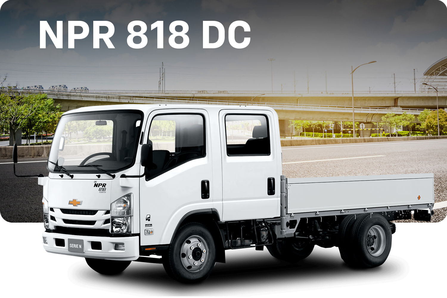 Chevrolet NPR 818 DC cabina y chasis vista lateral